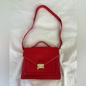 Loeffler Randall Red Medium Rider Convertible Flap Shoulder leather Bag